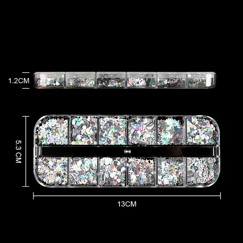 Silicone world 12 Grid Glitter Flakes Sequins Letter Sequins for Epoxy Resin Mold Clay Slime Filler Making Jewelry Gift DIY