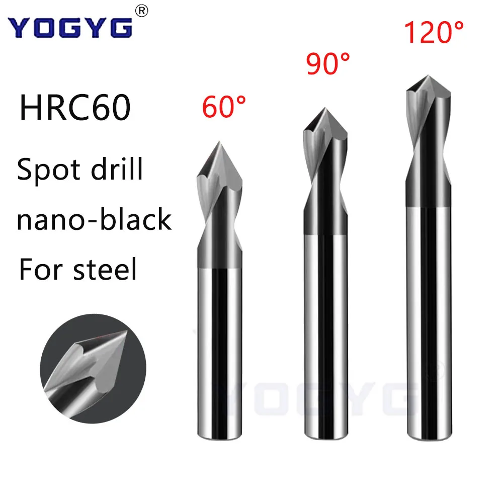 

HRC60 nano-black Spot Drill Bit Point Angle 60 90 120 Degrees for Machining Hole Drill Chamfering Tools carbide end mill Steel