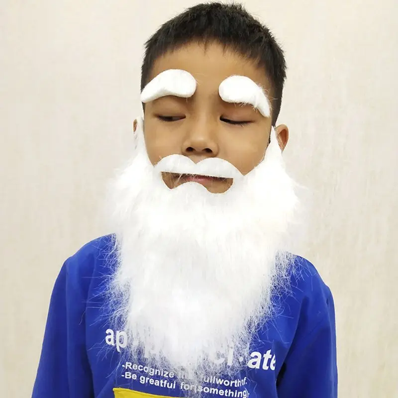 White Funny Mustache Fake Beard Eyebrows Children for Creative Party Cosplay Cos