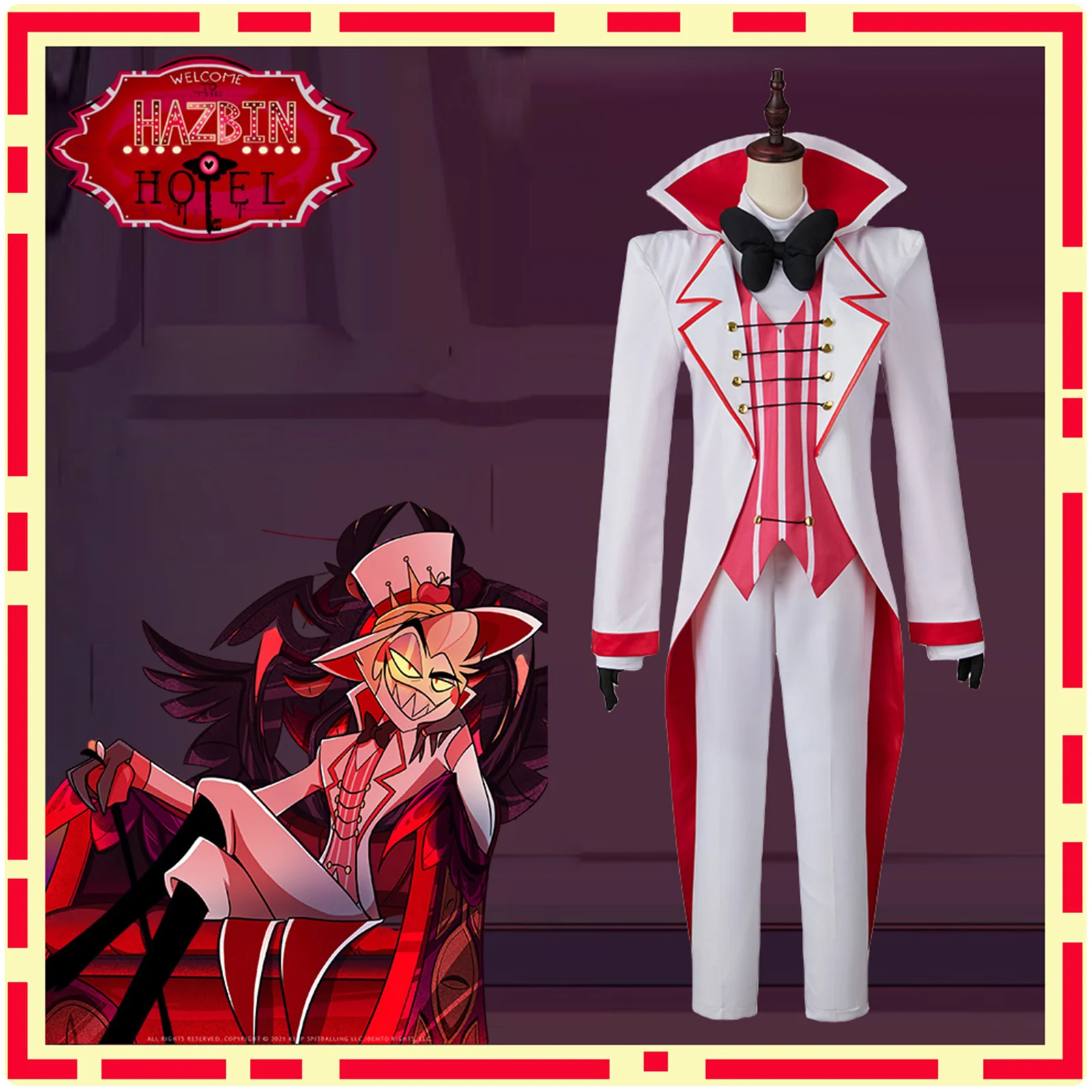 Luzifer Morgen Star Cosplay Kostüm Männer Phantasie Outfit mit Hut Halloween Karneval Weihnachten Kostüme Uniform Anzug Anime Cosplay