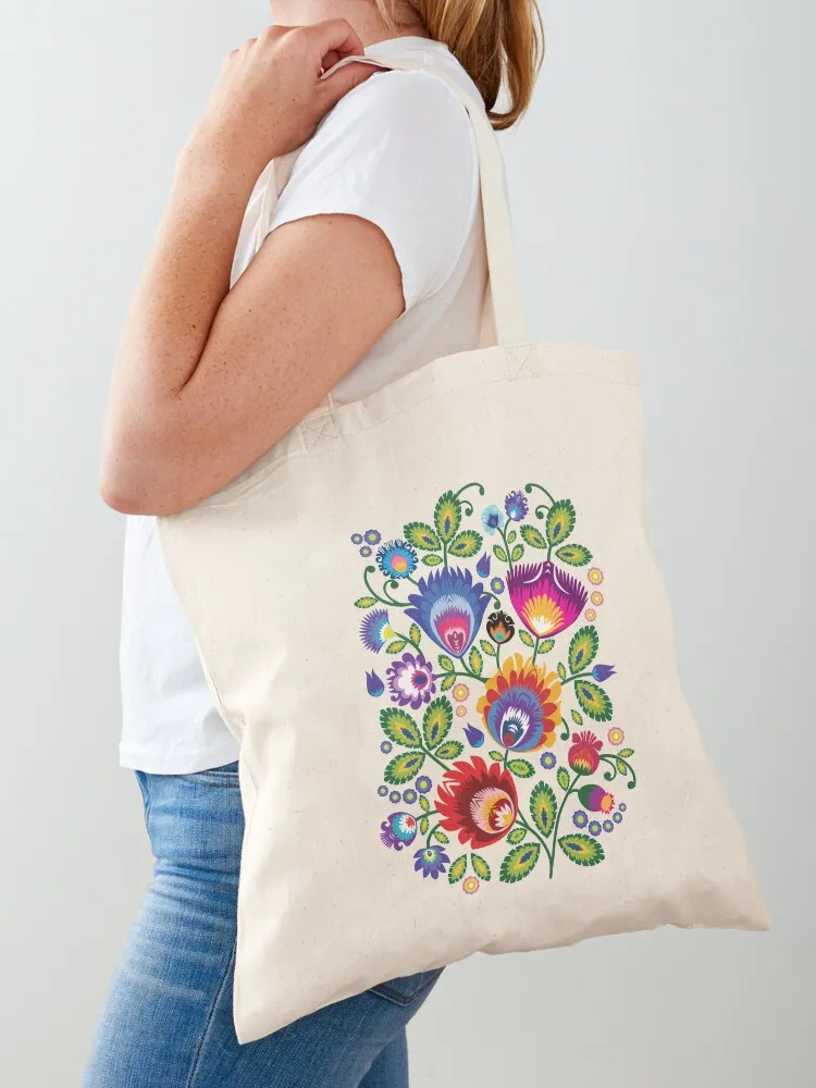 Folk flowers arrangement Tote Bag bag for beach Fabric bag bags woman 2025 hand ladies