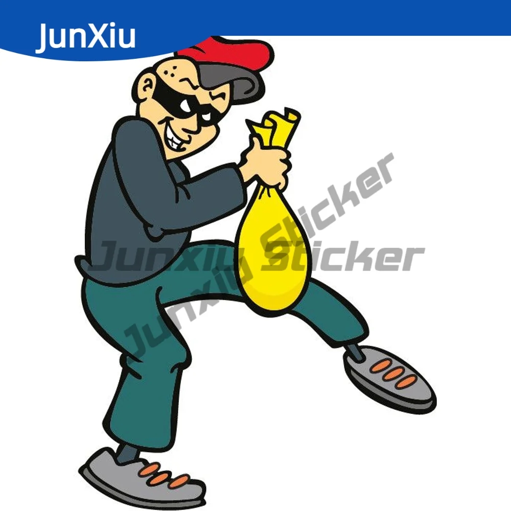 

Cartoon Masked Thief Stealing Sticker Scratch-proof Accessories Car Camper Laptop Phone Guitar Bumper Exterior Decal Accessories