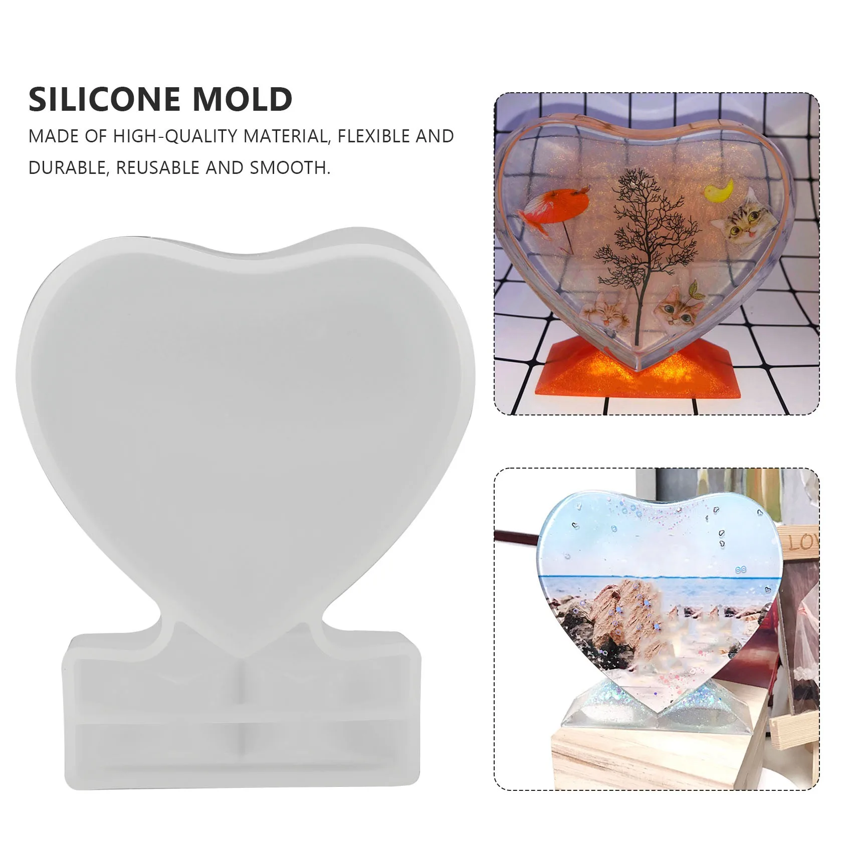Molde de resina A88M para marco de fotos, moldes epoxi de silicona en forma de corazón para fundición y decoración del hogar, manualidades DIY
