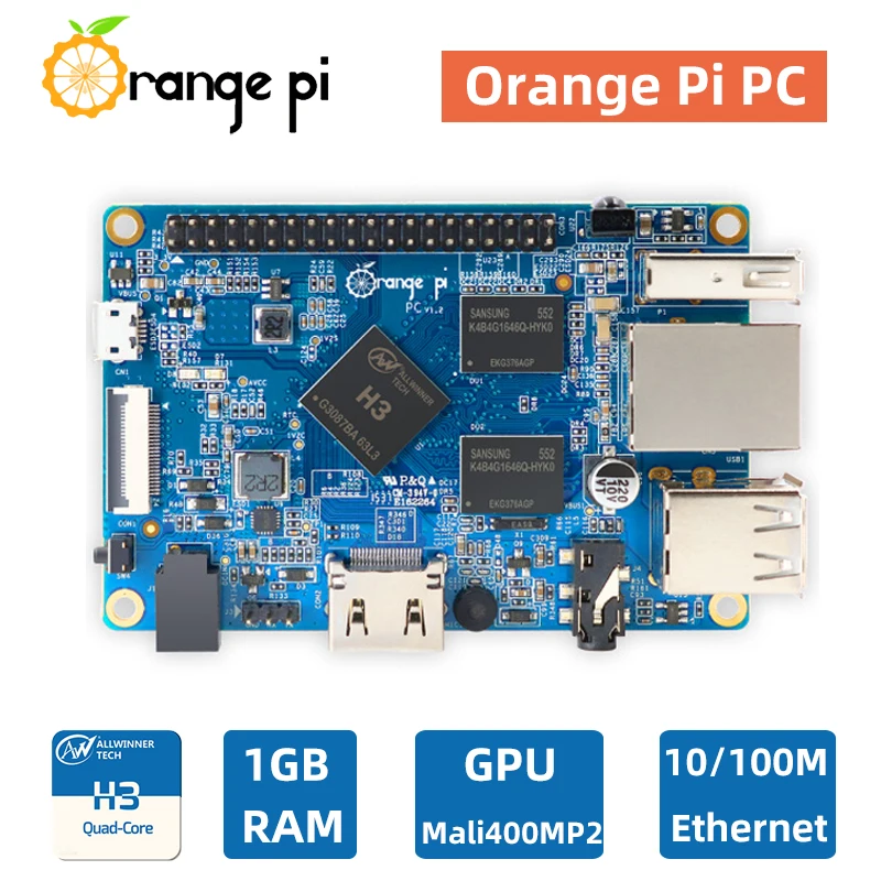 Orange Pi PC Board 1GB RAM Quad-Core Allwinner H3 CSI Camera 40Pin GPIO HDMI-compatible Support Android Ubuntu Debian OS Mini PC