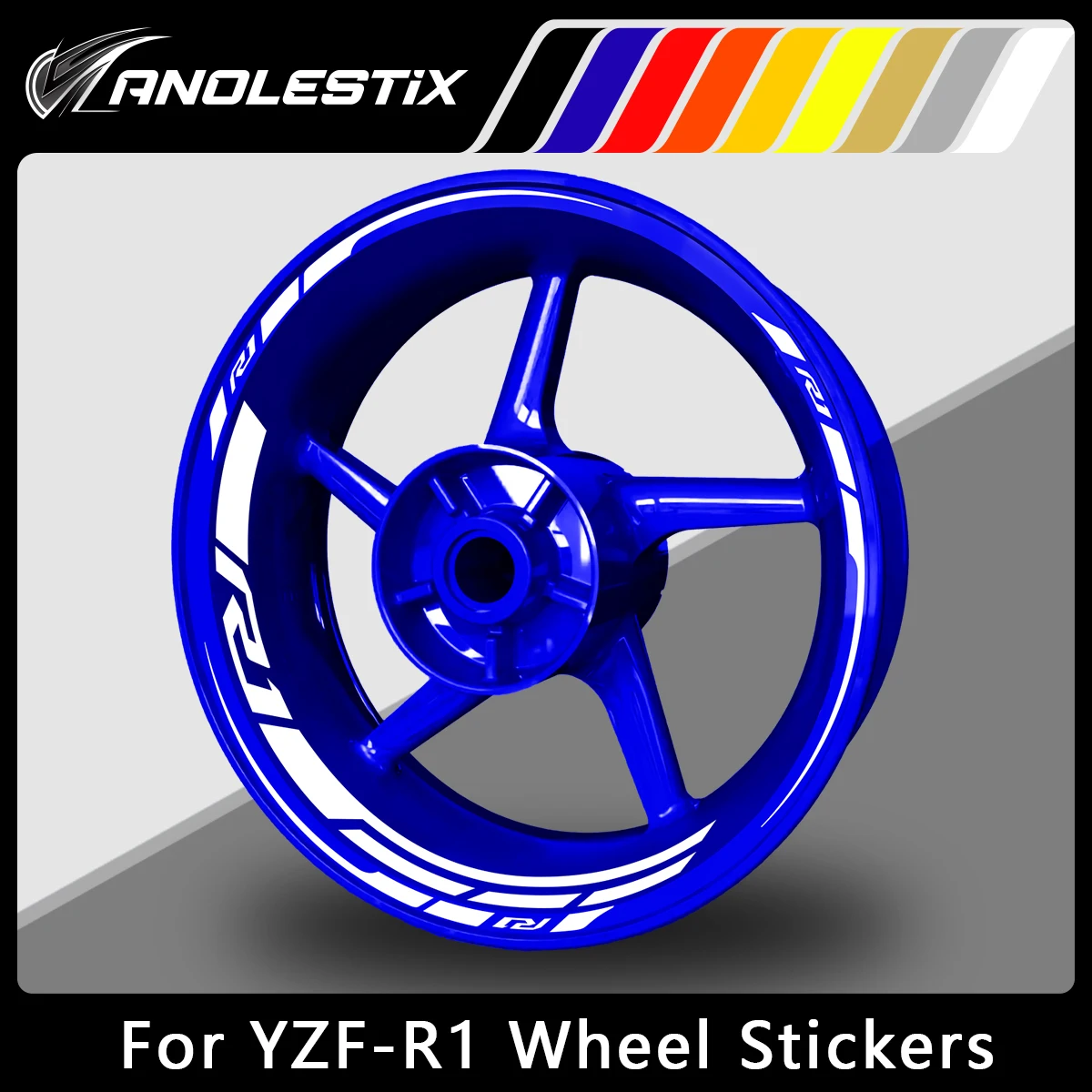 AnoleStix Reflective Motorcycle Wheel Sticker Hub Decal Rim Stripe Tape For YZF-R1 YZFR1 2024 2023 2022 2021 2020 2019 2018 2017