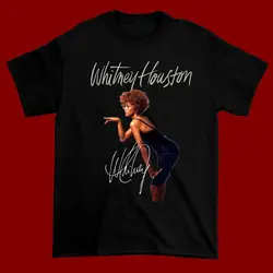 Whitney Houston Short Sleeve Cotton Black All size Unisex Tee Shirt