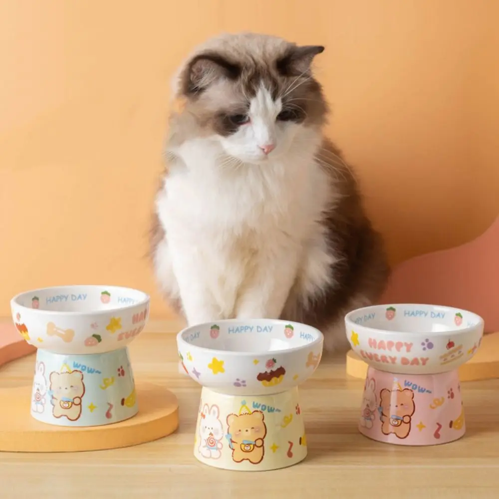 

Food Dispenser Ceramic Cat Bowl Cute Creative Dog Food Feeding Basin Non-slip Multi-use Pet Drinking Feeder Kitten Puppy