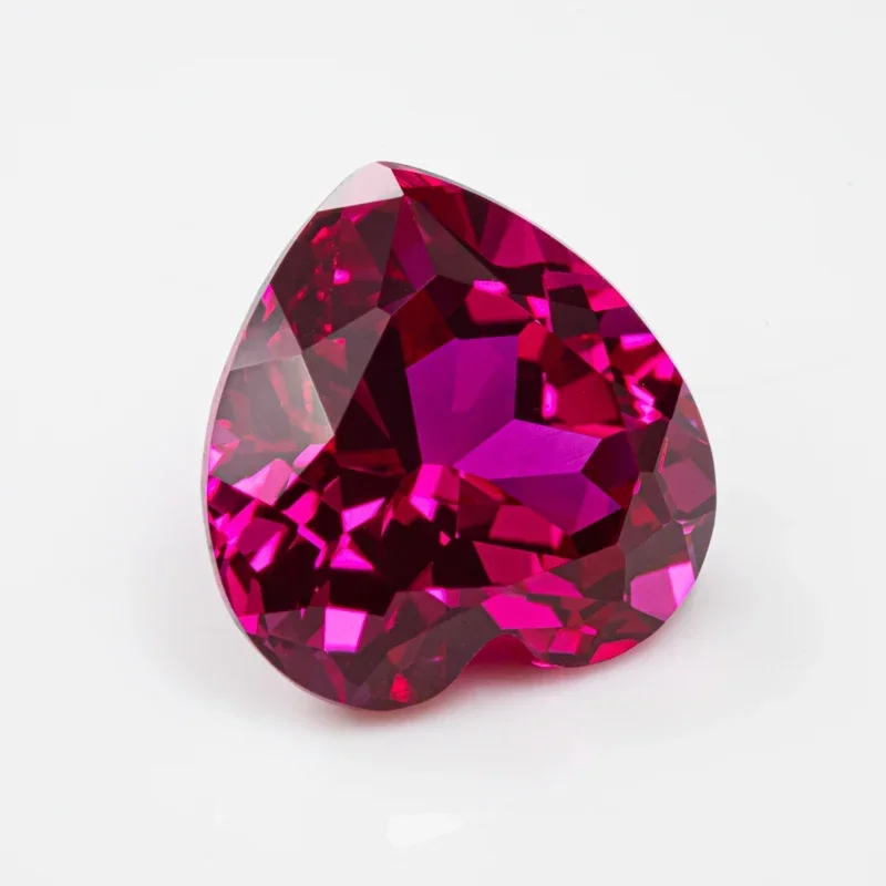 Heart Shape Rubellite Color Lab Grown Ruby Charms Beads for Diy Jewelry Making Pendant Ring Materials Selectable AGL Certificate