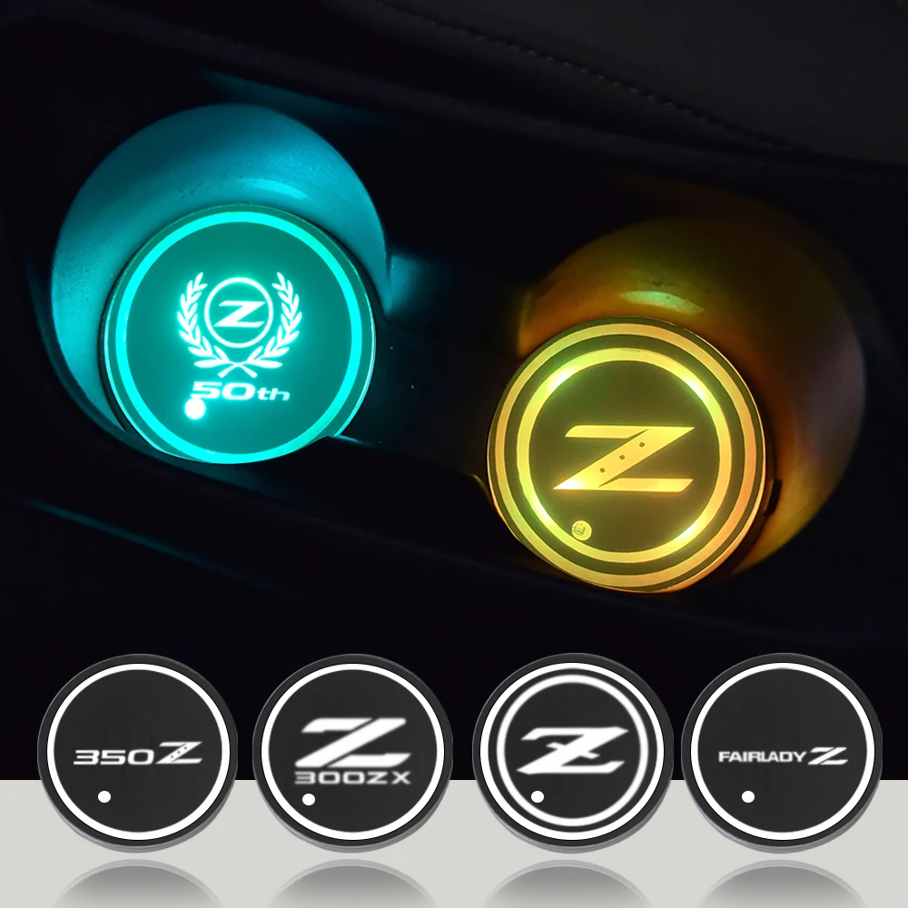 Car Water Cup Bottle Lamp Auto Holder Mat Pad Luminous Coaster For Fairlady Z 300ZX Z31 Z32 350Z Z33 370Z Z34 RZ34 Nismo Z GTS