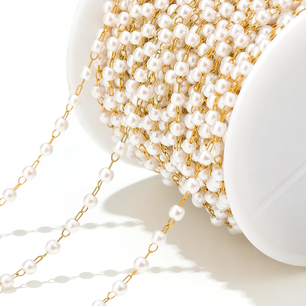 2 Meters Stainless Steel Imitation White Pearl Chains Bulk for DIY Jewelry Necklace Making Luxury Bracelets Earrings Findings image 4
