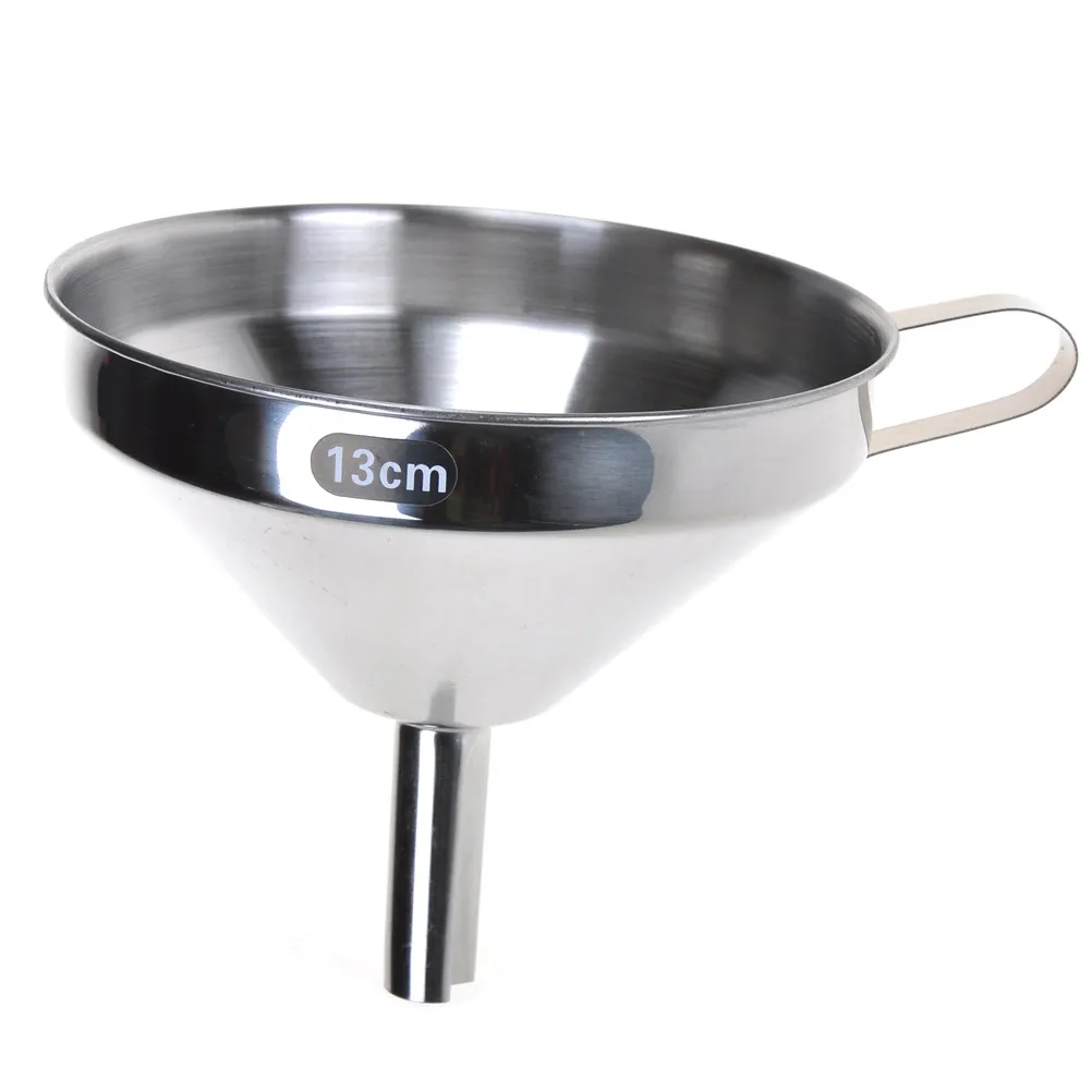 304 aço inoxidável boca larga funil líquido, Filtro removível, Não-magnético, Vazamento e vazamento de óleo, 15 cm, 13 cm, 11cm, boca grande