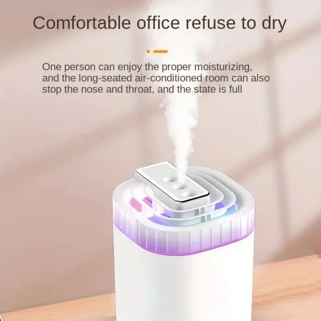 3L Ultrasonic Air Humidifier Cool Mist Humidifier with Night Light and Three Nozzles Quiet USB Aromatic Humidifier for Home