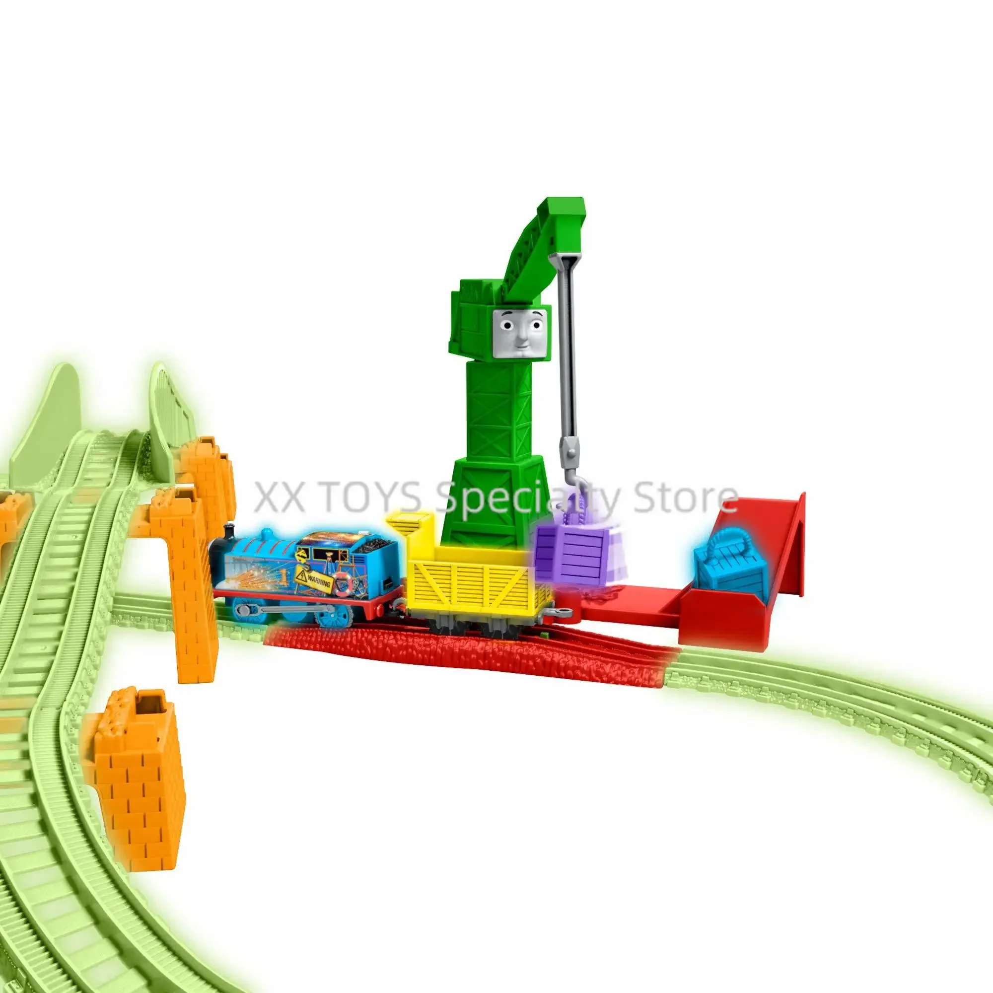 Thomas & Friends Trackmaster entrega nocturna pista iluminada con motor de tren motorizado Hyper Glow Thomas juguetes para niños