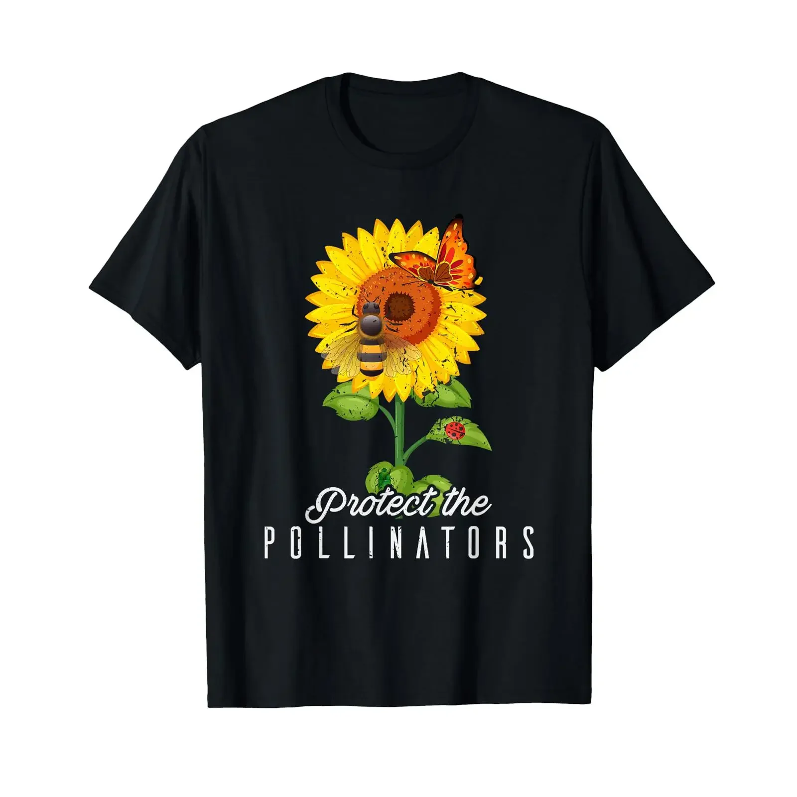 Cool Protect Pollinators Save the bees Sunflower T shirt vintage Washed graphic homme Stretched Stylish fashion Comfortable