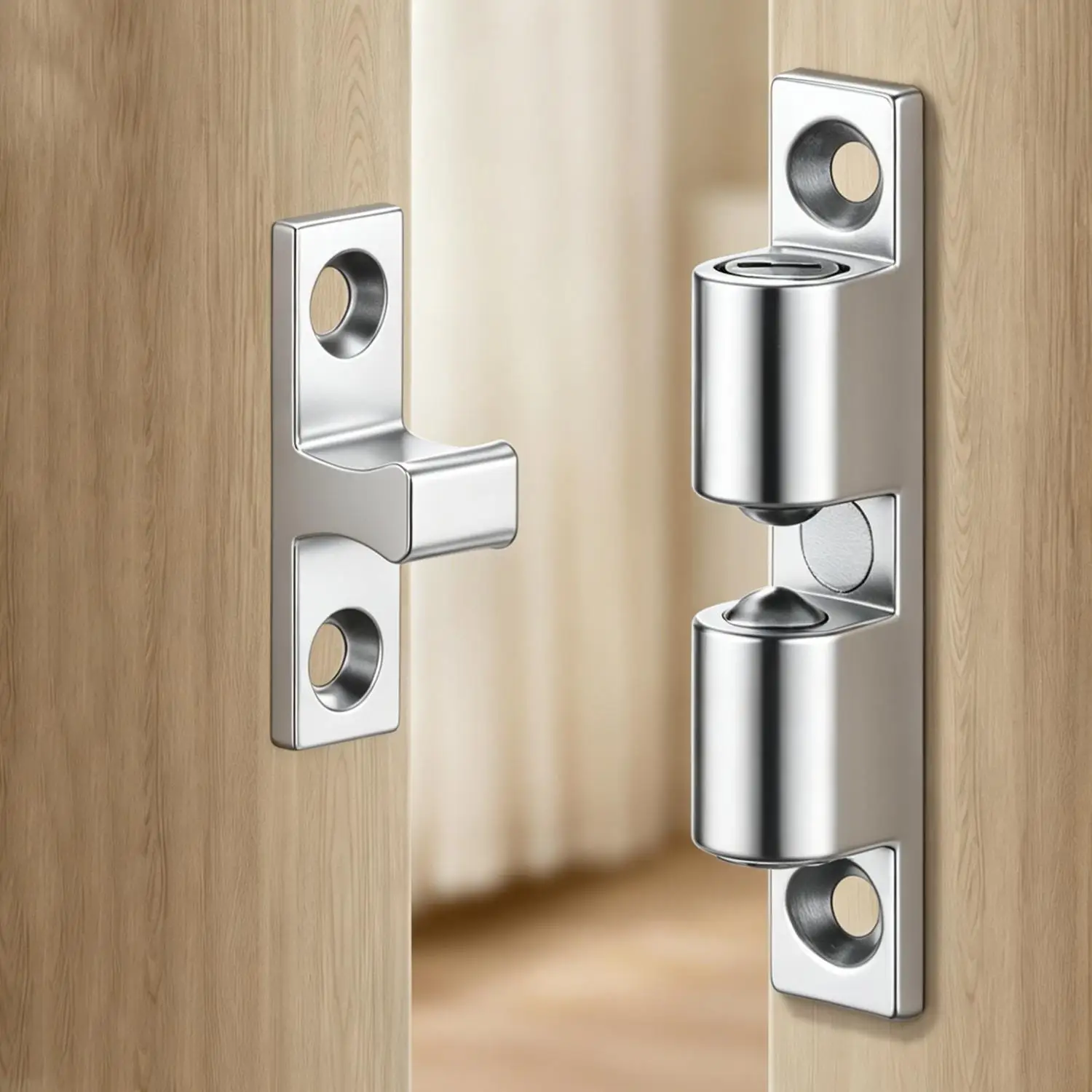 Zinc Alloy Dual Ball Tension Latch Adjustable Cabinet Latch Door Lock Furniture Closet Wardrobes Catches Ball Roller Catches