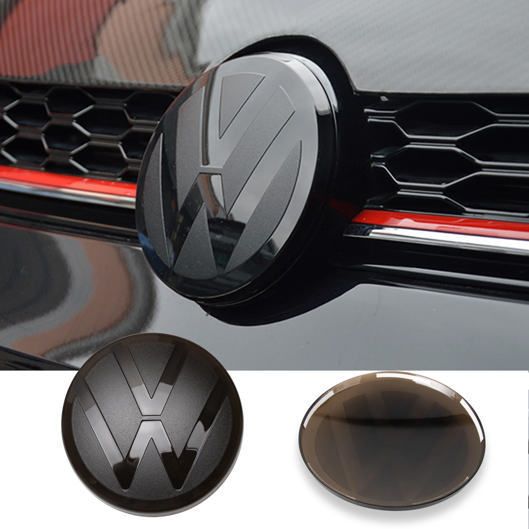 1set Car Front Grill Badges Rear Trunk Emblem Lid Covers Logo Sticker Black white For VW PASSAT CC 2008 2021 Auto Accessories