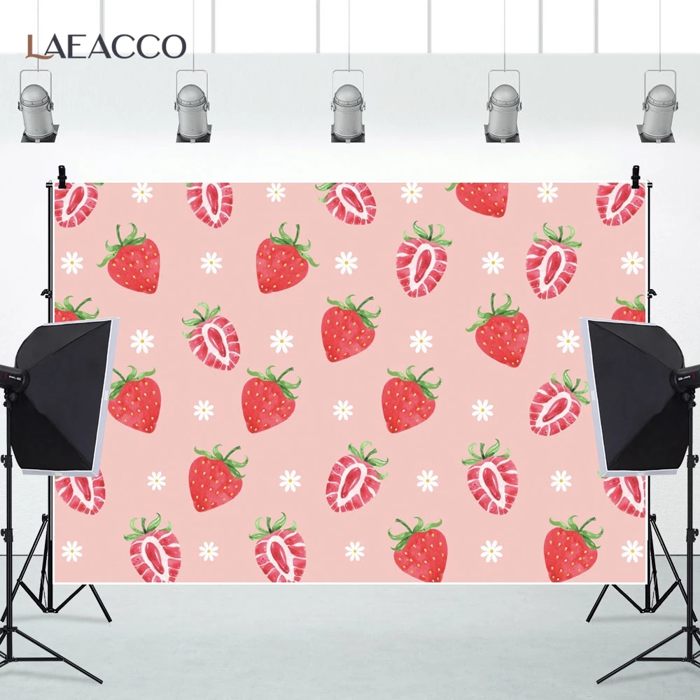 فراولة موضوع حفلة عيد ميلاد التصوير خلفية استحمام الطفل مخصص فوتودعوة راية كعكة سحق الوليد صورة خلفية