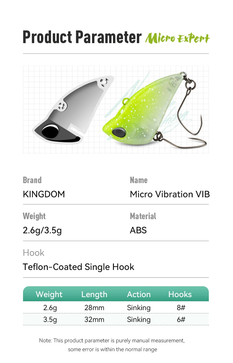 Kingdom Micro Expert Sinking Vibe Lure 2,6 g 3,5 g künstlicher harter Köder, lippenlos, schnelle Vibration, harte Wobbler zum Barschangeln – Detail 13