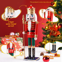 50CM Wooden Nutcracker Doll Soldier King Christmas Ornament Xmas Gift Handicraft Nutcracker Puppet Statue Home Office Decoration