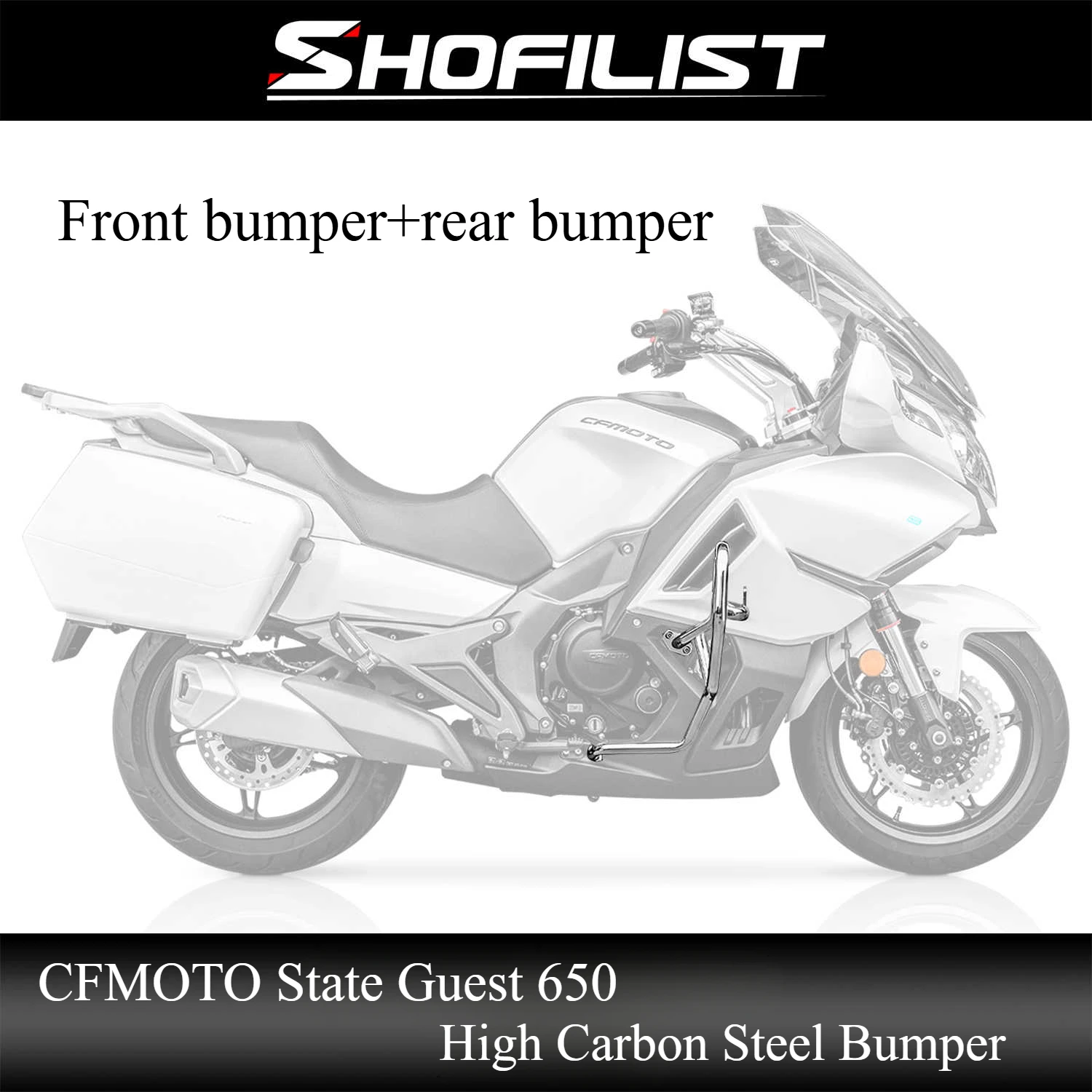 

For CFMOTO State Guest 650 Modifying Bumper High Carbon Steel Protective Bars Thickened Spotlight Brackets Large Enclosures