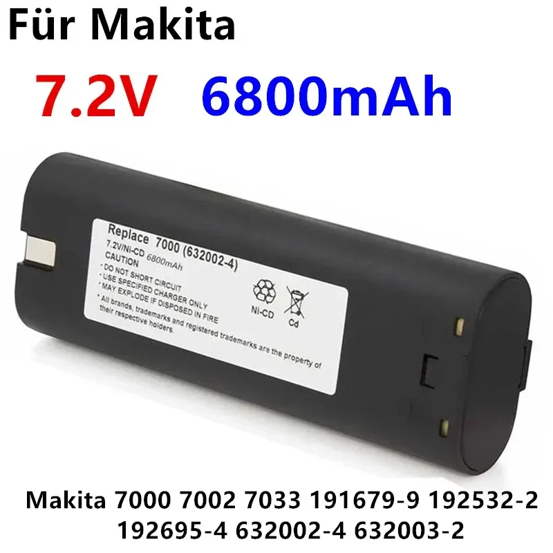 

7,2 V 6800mAh Ni-Mh Ersatz Batterie Für Makita 7000 7002 7033 191679-9 192532-2 192695-4 632002-4 632003-2 L50