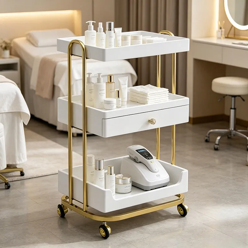 Organizer Rotating Salon Trolley Moving Luxury Unique Storage Trolley Cart Beauty Tool Carritos Organizadores Salon Furniture