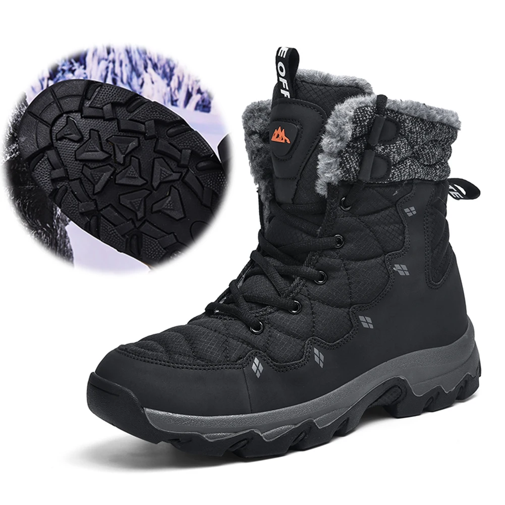 Men's Winter Hiking Boots Insulated Snow Boots Warm Fur Lined Winter Boots Hiking Shoes Outdoor Trekking Boots