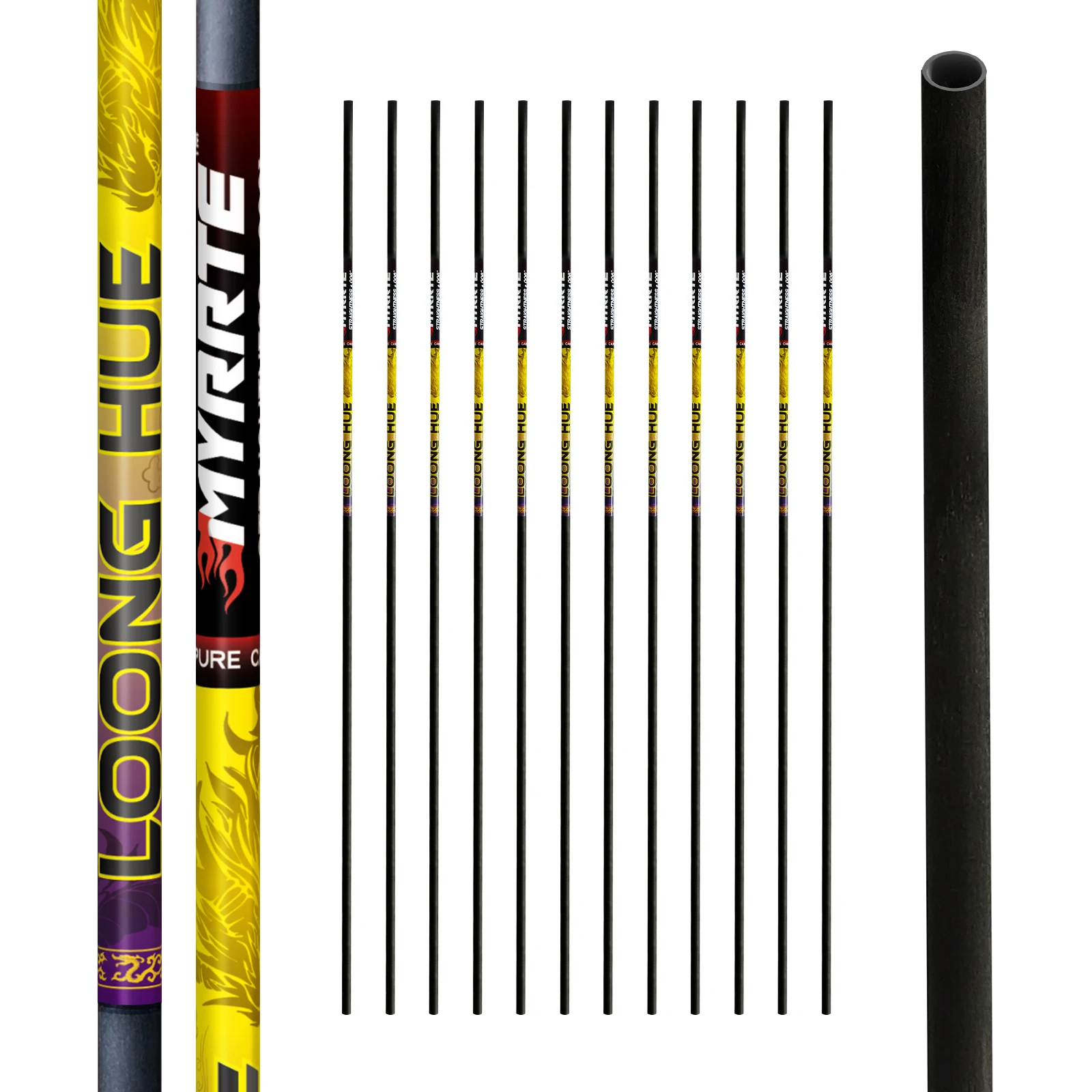 

12Pcs DIY Archery Arrow Shafts ID4.2 31' Spine350-1500 Recurve bows Traditional bows and Compound bows for Hunting Shooting