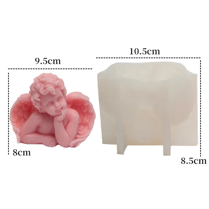 Moules en silicone en forme de figurine de petite fille ailée pour la fabrication de savons, cadeaux de Saint-Valentin, moules en silicone époxy Moules en silicone en forme de figurine de petite fille ailée pour la fabrication de savons, cadeaux de Saint-Valentin, moules en silicone époxy