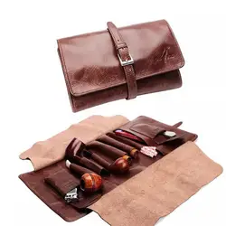 MUXIANG genuine first-layer cowhide tobacco pipe bag, portable odor-proof bag that can hold cut tobacco pipe cigar accessory