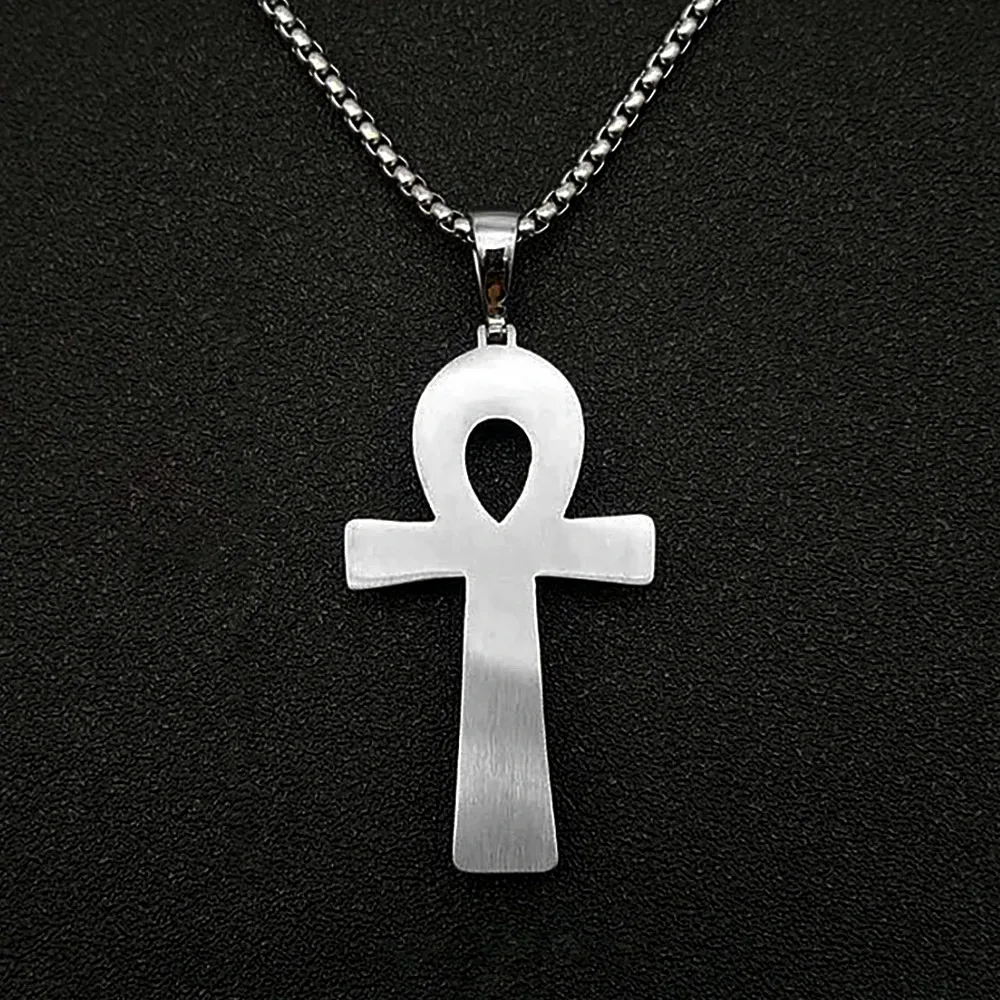 Ägyptischer Ankh Lebensschlüssel-Kreuzanhänger, zweifarbig plattiert, Hip-Hop-Bling-Anhänger für Herren und Damen, religiöses Accessoire, Schmuckgeschenk – Detail 6