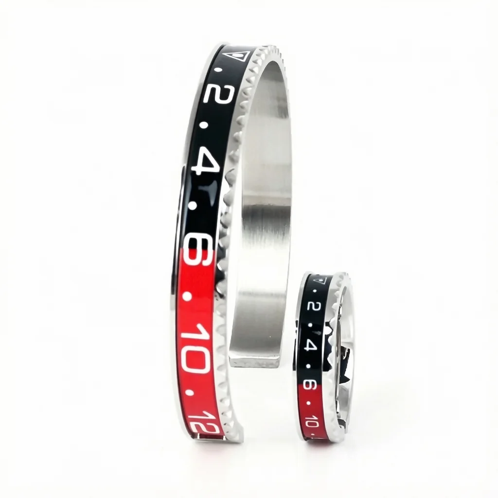 Italian Stainless Steel Speedometer bracelet and Ring Digital Bezel Jewelry Set