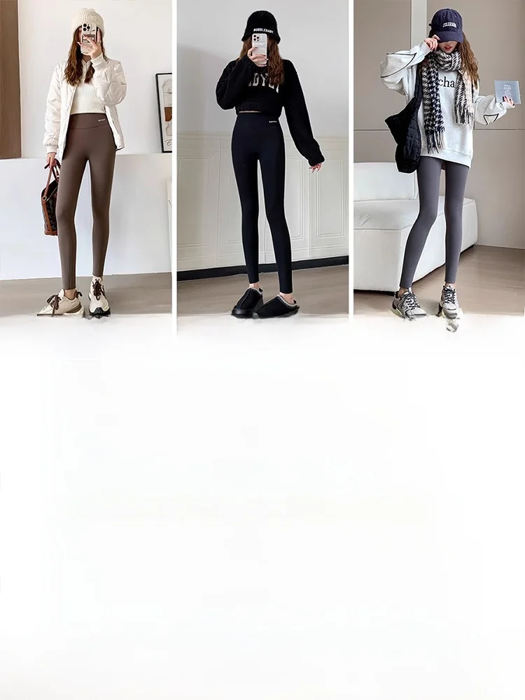 Thiened fce calças de yoga de pele de arca de cintura alta calças quentes femininas outono inverno novas calças de exercício sle cintura alta
