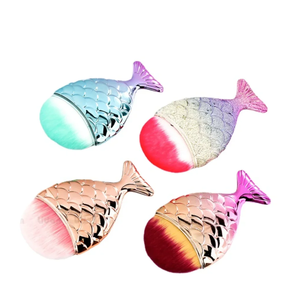 Fish Tail Shaped Nail Brush Cosmetic Brushes Soft Cleaning Dust Powder for Nails Care Manicure Tool Nail Brushes Fishtail Bottom