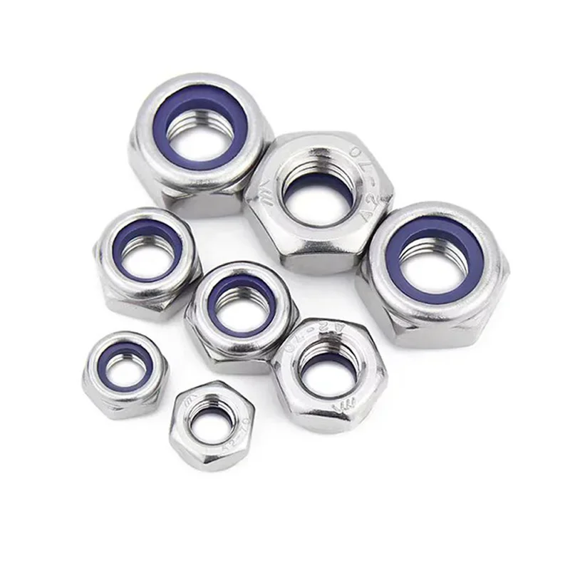 210 قطعة M2-M8 الفولاذ المقاوم للصدأ النايلون قفل المكسرات المضادة للانزلاق الذاتي قفل سداسية غطاء كامل الموضوع عرافة Locknuts مجموعة