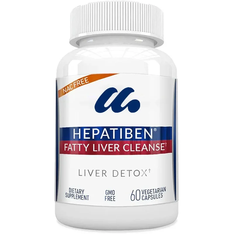 Hepatiben liver detoxification supplement contains herbal milk thistle, turmeric, aspartic acid, and L-glutathione