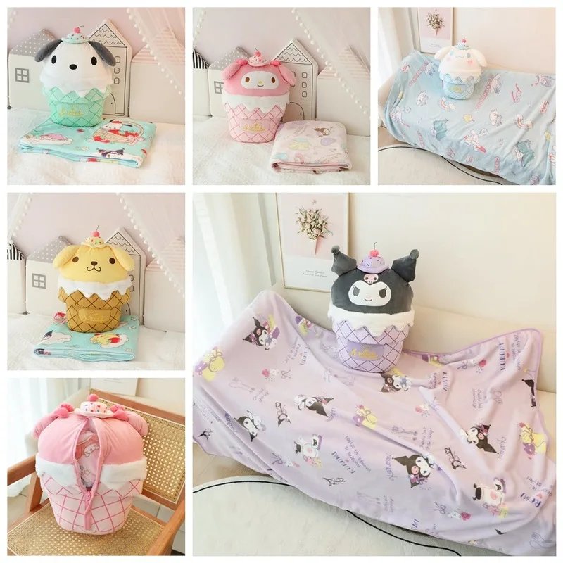 

Sanrio Cartoon Pillow Blanket Doll Nap Blanket Melody Sofa Blanket Thickened Blanket Portable Air Conditioning Travel Blanket