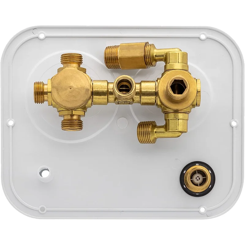 ABCO RV MANRV102-RF Pannello di servizio acqua RV con alimentazione valvola in ottone a basso piombo a 4 funzioni e bypass scaldabagno a 2 funzioni