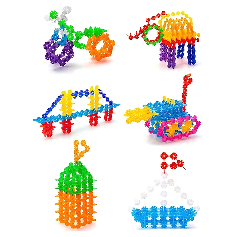 100PCS/Pack Snowflake Building Block Colored Macaron Available Plastic Color Recognition Insert Snowflake School Reward Gift ZYF