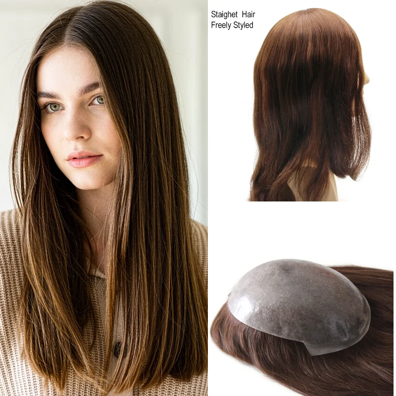 Women Hairpieces Human Hair PU Base 7x9 16inch Hand-Tied Ready Stock 72H Delivery Wholesale Dropship Color 1B #4 #613