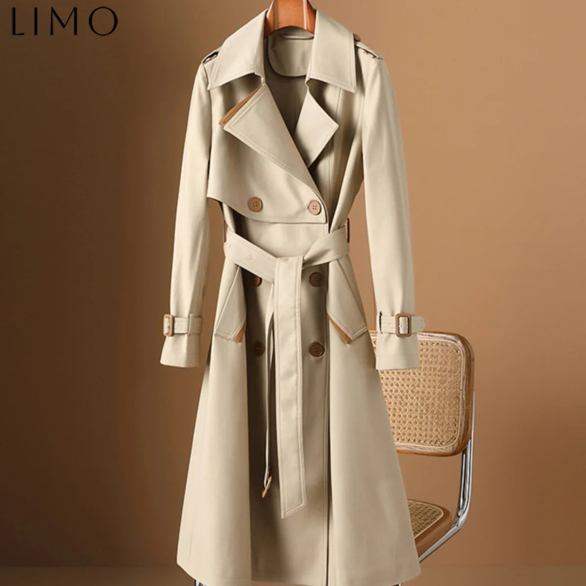

LIMO женское двубортное шерстяное хлопковое пальто винтажного классического дизайна, осенне-зимняя элегантная повседневная одежда для путешествий на работу