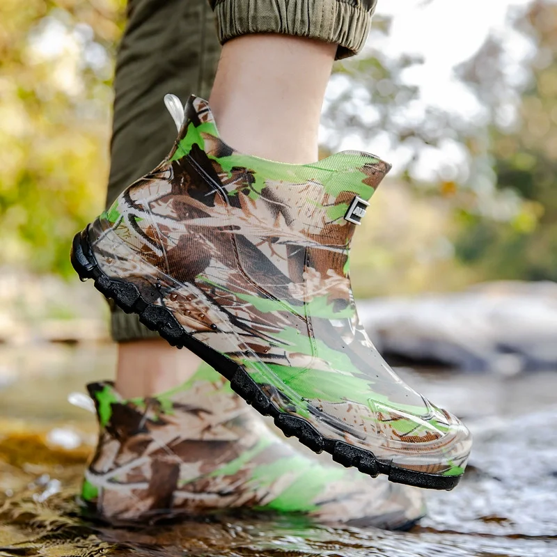Casual Versatile Wear-resistant Camouflage Rain Boots Men's Rain Shoes Waterproof Short Rubber Shoes Non-slip Labor Water Boots