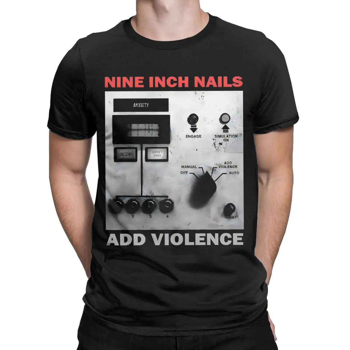 Nine Inch Nails NIN Men's T Shirts Crazy Tees Short Sleeve Crewneck T-Shirt Pure Cotton Summer Clothes