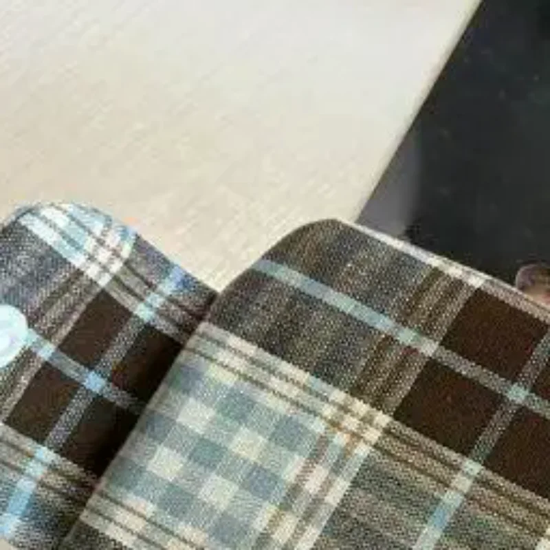 1 Pcs Dark Coffee Plaid Card Purse For Kids Girls Fashion Student Mini Photocard Bank Card Wallet