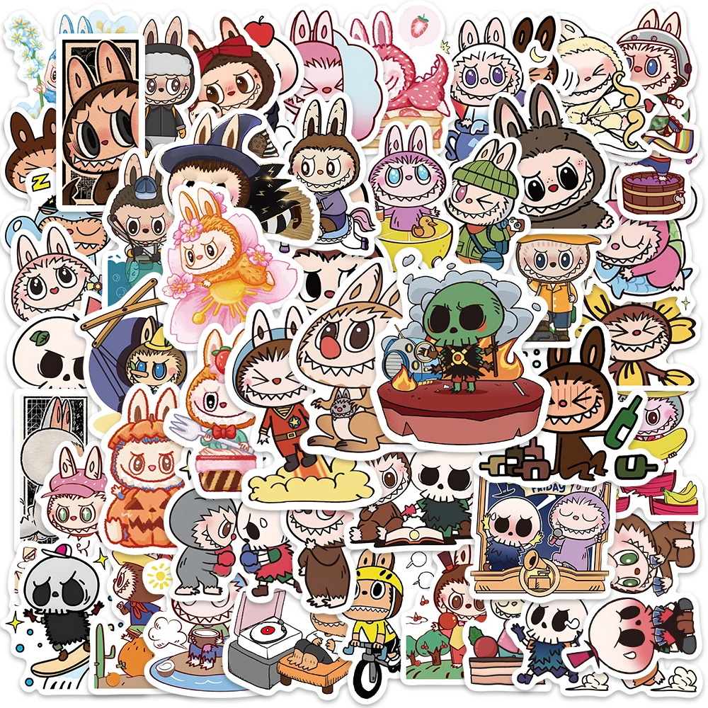 

50PCS Cute LABUBU Stickers Cartoon Graffiti Decals For Water Bottle Decoration Notebook Fridge Mobile phone shells Stickers