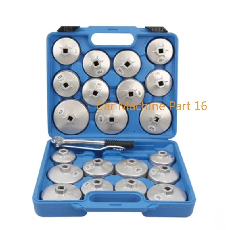 23 Pcs/Set Oil Filter Cap Removal Wrench Socket Set Ratchet Spanner Cup Type With Portable Storage Case Auto Car Accessories