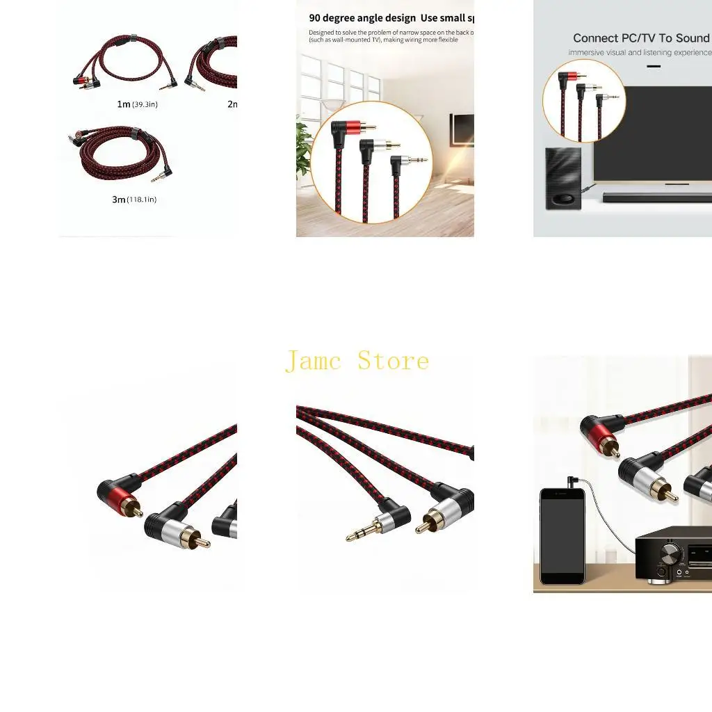 LX0B Home Split 3.5Mm Cable with 3.5Mm Plugs and Braided Flat Coating Durability
