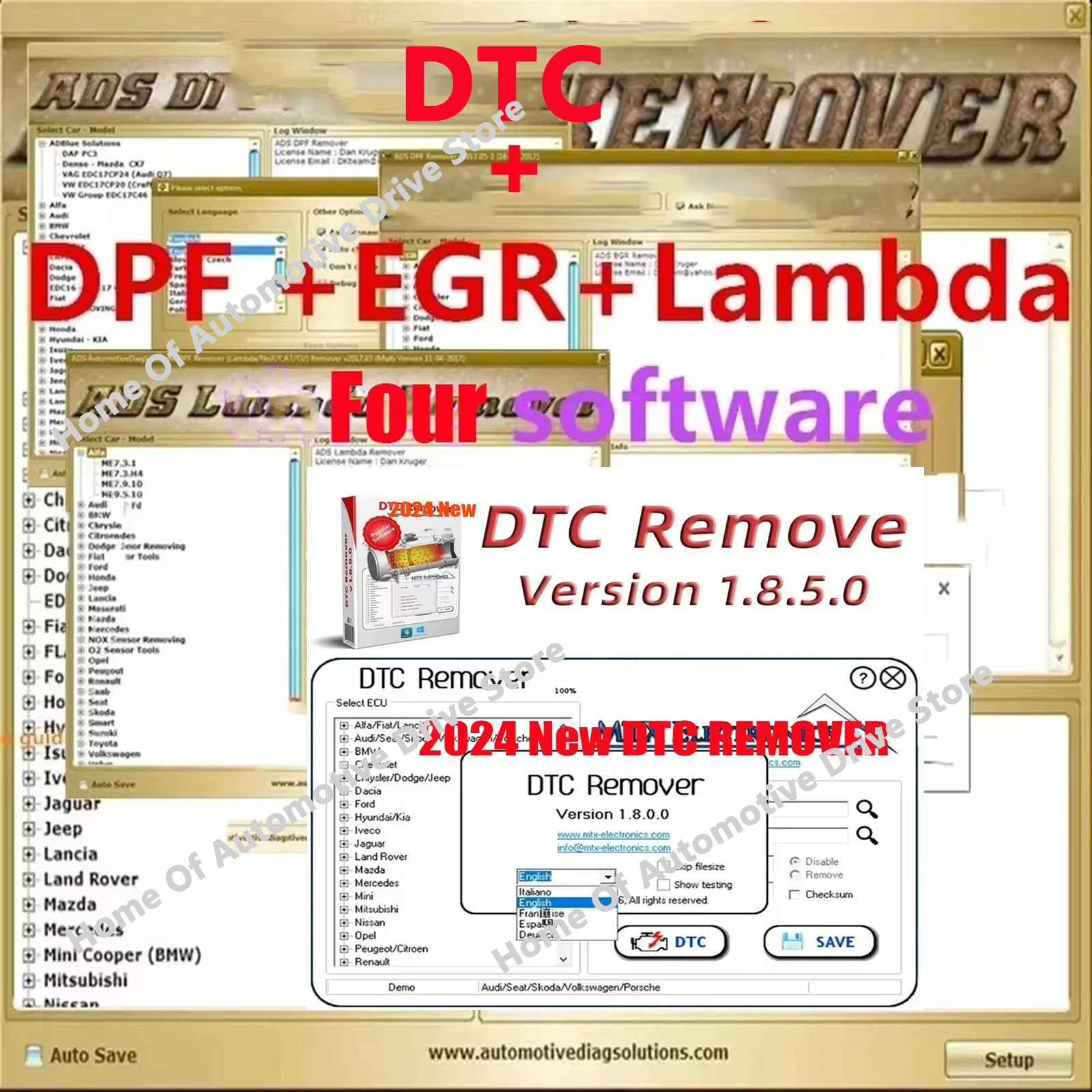 

2024 hot Car accessories tools DTC+ DPF+EGR hot sell Lambda Remover Full 2017.5 Version Software + Unlock keygen + Install Video