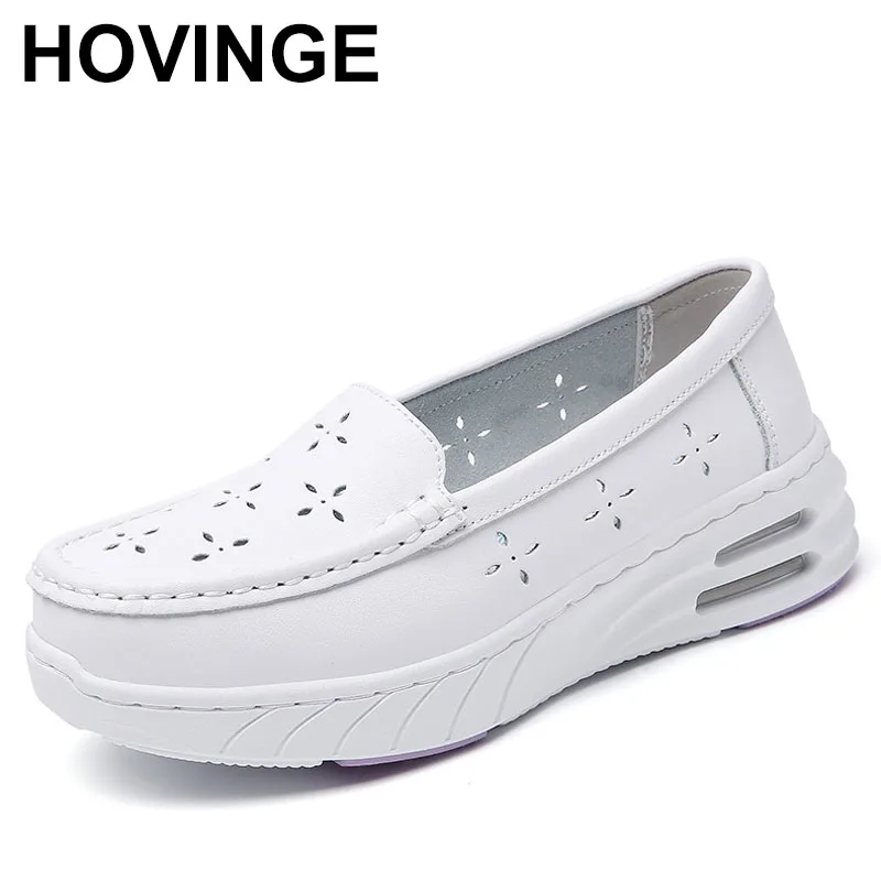 

Genuine Leather Nurse oes with Air Soft Bot Breathable Hollow out Design for Hospital Work Lightweight Comfortab