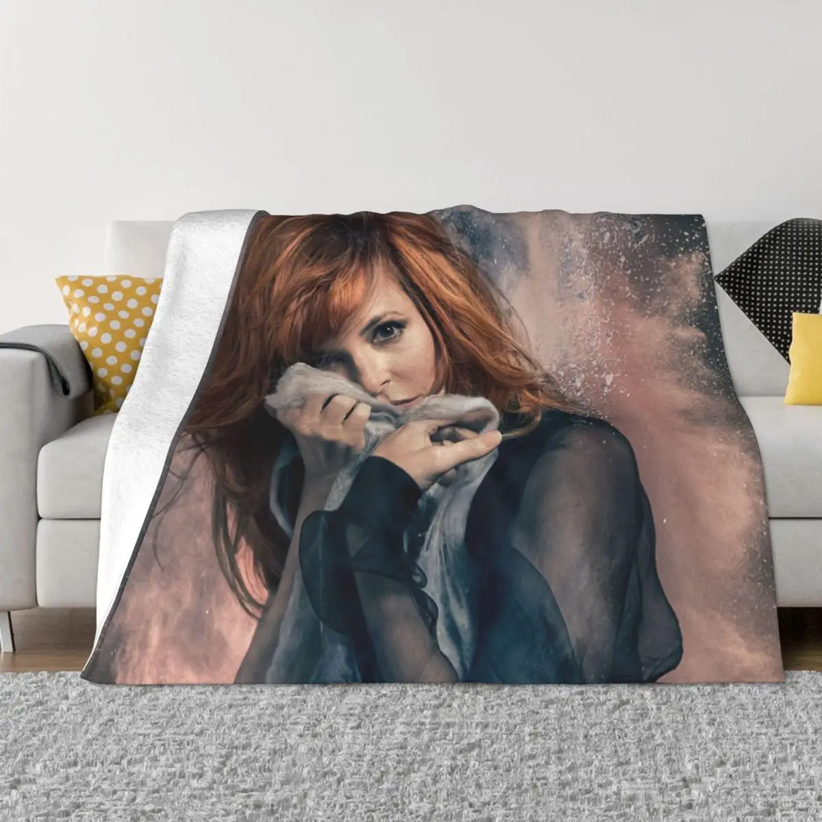 

Mylene Farmer Blanket Soft Fleece Autumn Warm Flannel Throw Blankets for Sofa Car Bedroom Quilt